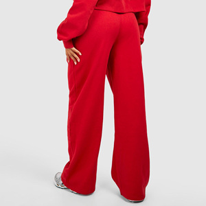 Joggers gris à jambes larges pour femmes, pantalons de survêtement en polaire éponge doux au toucher, pantalons et pantalons pour femmes, design unique - Product Image 5