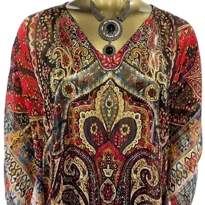 Vente chaude de caftan imprimé en polyester peut être fabriqué avec des impressions personnalisées fabriquées en Inde Mumbai fournisseur - Product Image 3