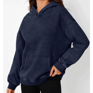 Taille personnalisée sweat à capuche délavé à l'acide femmes décontracté Streetwear figurines d'épaule tombante respirant écologique sweats à capuche tissu tricoté - Product Image 3
