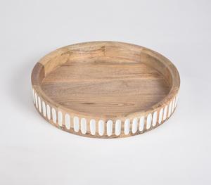 ถาดไม้สำหรับใส่ขนมปังผลไม้ทรงกลมสำหรับเค้กชาถาดไม้ทำด้วยมือสไตล์โมเดิร์นทำด้วยมือ - Product Image 1