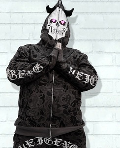 Venta al por mayor Fabricación Streetwear All Over Print Zip Up Hoodie Hombres Peso pesado Negro Personalizado Full Face Zip Hoodie - Product Image 3