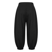 Pantalon Harem Noir Taille Haute Ample Coupe Ballon avec Chevilles Élastiques Style Décontracté Streetwear Femme