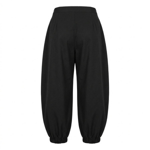 Pantalon Harem Noir Taille Haute Ample Coupe Ballon avec Chevilles Élastiques Style Décontracté Streetwear Femme - Product Image 2