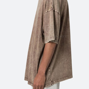 T-shirts en coton 100% de qualité supérieure, style oversize, délavés à l'acide, solides, fabriqués sur mesure, vêtements d'été respirants, séchage rapide, écologiques - Product Image 4