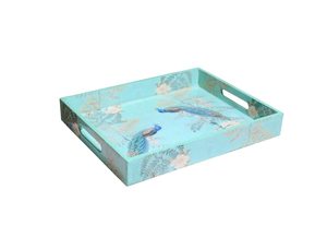 Bandeja de almacenamiento decorativa rectangular de diseño tradicional más vendida bandeja de madera para servir con asa bandeja de madera Mdf - Product Image 4