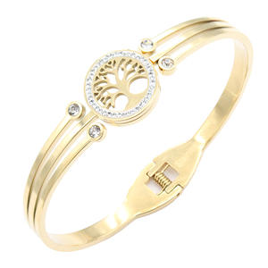 Gold-Plated Stainless Steel Crystal <b>Bracelets</b> & <b>Bangles</b> Elegant <b>Bangle</b> <b>Bracelets</b> - Product Image 1
