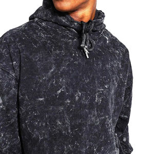 Sweat à capuche thermique lavé à l'acide 100% coton de haute qualité vieux pull série haute rue impression tissu français taille XS - Product Image 6