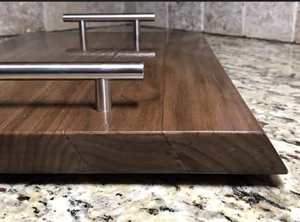 100% Plateau de service en bois d'acacia écologique de qualité supérieure avec poignée en métal Antique fait à la main - Product Image 5