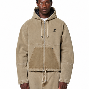 SINEWY Men's Hooded <b>Zip</b>-Up Sweatshirt Oversized 100% Cotton Winter Casual <b>Hoodie</b> with Front <b>Pocket</b> Drawstring Design - Product Image 5