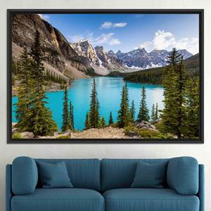 Moraine Lake Printed <b>Canvas</b> Art: Elegant Canadian Landscape Decor,BLACK <b>FRAMED</b> <b>CANVAS</b> - Product Image 1
