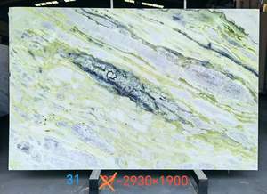 Panneaux muraux en marbre vert poli Brothers Stone Botanic Green, carreaux de marbre vert texturé pour plans de travail d'îlot - Product Image 2