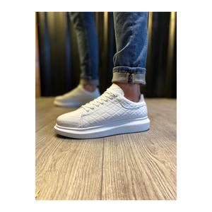 Scarpe Casual suola alta 044 trapuntate bianche