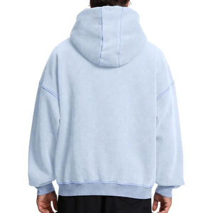 Haute qualité Vintage Streetwear 100% coton coupe ample sweats à capuche hommes fermeture éclair complète conception personnalisée lavage à l'acide sweats à capuche pull - Product Image 2
