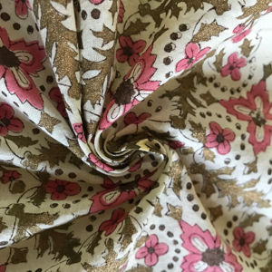 Tissu en coton imprimé à la main, motif floral géométrique sur toute la surface |   Tissu ethnique indien rose brun - Product Image 1