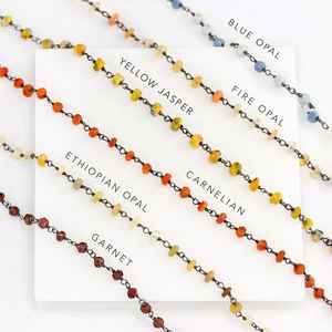 Collier en cristal d'apatite bleue chaîne perlée en argent sterling oxydé tour de cou en cristal coloré bijoux faits à la main - Product Image 4