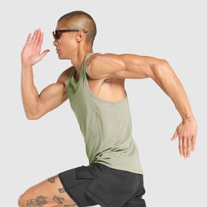 Custom High Quality Design Gym Soft Curved Hem Low Cut Athletic <b>Slim</b> Fit Stringer Tank Top Cotton Spandex Tank Top <b>Men</b> - Product Image 4