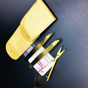 Ensemble de pinces à sourcils de haute qualité pince à épiler en acier inoxydable or pour pince à épiler inclinée à sourcils ciseaux d'emballage de Logo de vison durable - Product Image 4