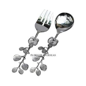 Finition Qualité Métal Haute Qualité Plaqué Or Feuilles Designer Poignée Argent Brillant Poli Attrayant Look Couverts Ensemble Fournitures - Product Image 6