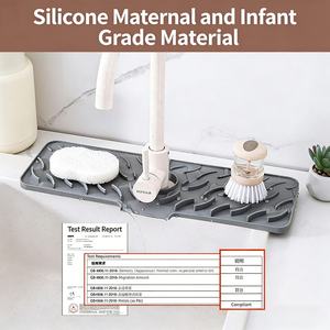 <b>Silicone</b> Faucet Handle Drip Catcher Tray <b>Mat</b> Eco-Friendly Waterproof Drying <b>Mat</b> Kitchen Sink Splash Guard Kitchen Counter - Product Image 2