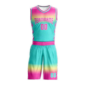 Maillots de basket-ball personnalisés avec impression par sublimation, shorts, ensembles grande taille et respirants pour l'été prix d'usine du fabricant OEM - Product Image 2