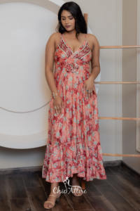 เดรสฤดูร้อนของผู้หญิงมีสไตล์คอลเลกชั่นใหม่ประดับด้วยเชือกแขวนคอพิมพ์ลายดอกไม้แฟชั่นไซส์ใหญ่พิเศษ - Product Image 6