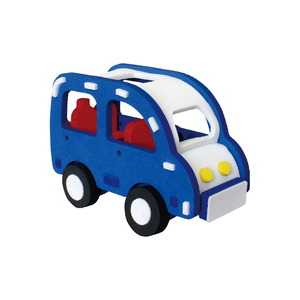 Jouet puzzle 3D en EVA bleu pour enfants de 2 à 4 ans, ensemble de jeu éducatif pour assembler des véhicules, design mobile unisexe, non toxique - Product Image 1