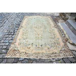 5.4x9.7 ft Turkish Large Rug, <b>Brown</b> Yellow Vintage Southwestern <b>Wool</b> Rug - Product Image 1