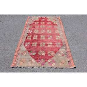 Tapis Vintage Turc Bohème Rouge Beige Classique Grande Surface 4.2X7 pieds Laine Patchwork Design Latex pour Couloir Rectangle Chambre - Product Image 1