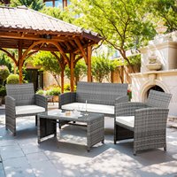 Ensemble de mobilier de jardin moderne PHU LINH de haute qualité, 2 chaises, 1 table, 1 banc, salle à manger, logo personnalisé, rotin à 2 brins, grossiste Hydro