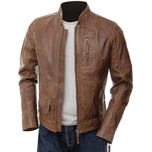 Chaqueta de Cuero Negra de Manga Larga para Hombre, Servicio OEM 2024, Cuello Alto, Producto de Invierno - Product Image 2