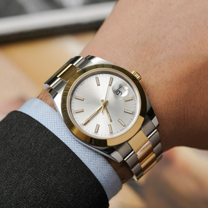 นาฬิกาสแตนเลสสตีลสองสีสุดหรู พร้อมหน้าปัดแสดงวันที่ ดีไซน์คลาสสิก ตัวบอกเวลาเรืองแสง สายข้อมือขัดเงา คุณภาพสูง ขายส่ง - Product Image 3