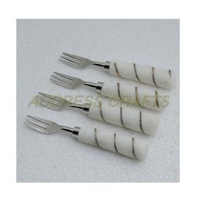 Mini juego de tenedor de acero inoxidable personalizado con mango de mármol creativo hecho a mano, juego de tenedor elegante, juego de tenedor de cena de estilo lujoso - Product Image 1