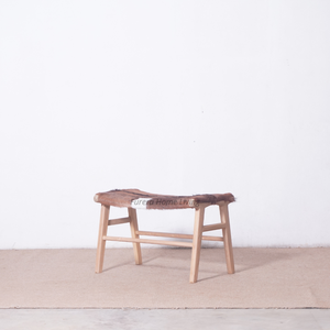 Repose-pieds d'extérieur avec cadre en bois de teck massif en cuir de chèvre pour salon extérieur meubles d'hôtel ou d'appartement - Product Image 6