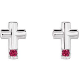 Christian Cross Accented <b>Earrings</b> Bezel <b>Set</b> <b>Stud</b> Hoop Zircon Inlay for Wedding Engagement or Party Gift Religious Style - Product Image 2