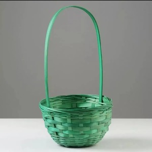 Green Bamboo <b>Basket</b> <b>for</b> Gift and <b>Flower</b> Top Selling Natural Handbraided <b>Baskets</b> with Handle Customization Available - Product Image 2