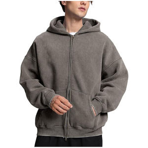 Heavy Weight Luxury Quality Oversized Streetwear <b>Zip</b>-up <b>Hoodies</b> for <b>Men</b> 100% Cotton Silk Screen Printing For Winter - Product Image 6