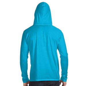 Camiseta con capucha azul transpirable para hombre, manga larga, 100% algodón, estampado de soplo, ligera, anticontracción, talla 6XL para otoño - Product Image 2