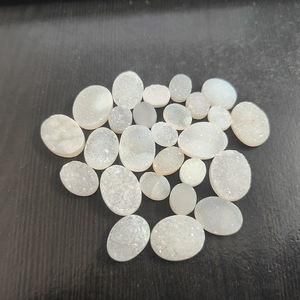 26 Pcs Blanc Druzy 11x9mm à 20x15mm Ovale Cabochon 214.55 Cts Lot Iroc Ventes Haute Qualité Calibré Lâche Gemstone Plat US $171 - Product Image 1