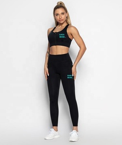 Conjunto de ropa de Yoga de talla grande para mujer con mallas elásticas de cuatro vías de secado rápido y sujetador de apoyo para entrenamiento y fitness - Product Image 1