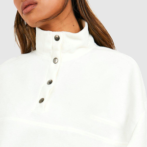 Sudadera con capucha personalizada de gran tamaño con cremallera 1/4 para mujer, forro polar con cuello levantado, bordado, técnica lavada, cuarto de cremallera, Invierno - Product Image 5