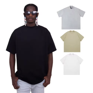 เสื้อยืดผ้าคอตตอนสำหรับผู้ชายเสื้อยืดสไตล์สตรีทแบบปล่อยหลวมมีโลโก้แบบกำหนดเองสำหรับ240gsm - Product Image 1