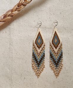 Nouveau design Premium 2024 vente en gros noir violet ivoire bohème perles de rocaille boucles d'oreilles boho perles de rocaille frange boucles d'oreilles mode - Product Image 2