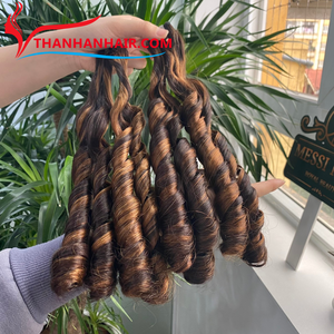 Top 2024 Paquetes de cabello rizado hinchable de vapor Trama Todos los colores Extensión de cabello indio crudo de Vietnam Factory - Product Image 6