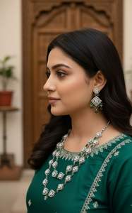 Conjunto de Collar y Aretes de Piedra AD de Alta Calidad para Mujer, Joyería Elegante de Imitación de Diamante - Product Image 3