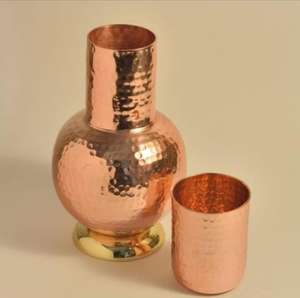 Elegante diseñador Ayurvédico hecho a mano puro cobre Metal jarra tapa función personalizada para agua y vino ecológico Drinkware India - Product Image 3