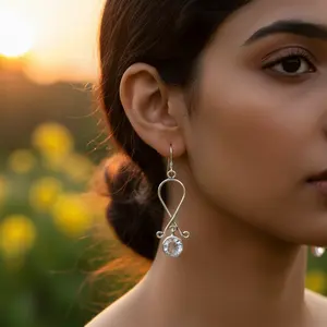 925 <b>Silver</b> <b>Drop</b> <b>Earrings</b> for Women Gold Plated with Quartz Pearl Diamond Gemstones Water <b>Drop</b> Shape for Weddings - Product Image 3