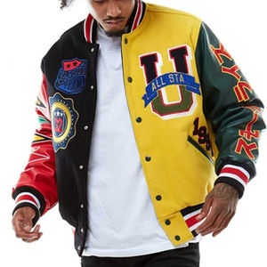 แจ็กเก็ตเลตเตอร์แมนสำหรับผู้ชายและผู้หญิงตัวติดเสื้อแจ็กเก็ตหนังเบสบอลแนวสตรีทงานตามสั่ง - Product Image 6