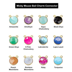 925 Sterling Silver Ruby Round Bezel Gemstone Micky Mouse <b>Bail</b> Gold Vermeil Jewelry Making Necklace Charm <b>Pendant</b> - Product Image 5