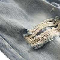 Jean en denim unisexe de haute qualité pour l'été et l'automne 2025, coupe droite, effet déchiré, style vintage, personnalisable OEM