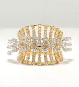 Bague en or massif 14 carats, taille marquise, diamant cultivé en laboratoire, large bande, bague de cocktail, double tonalité, bijoux de déclaration, cadeau pour elle - Product Image 1